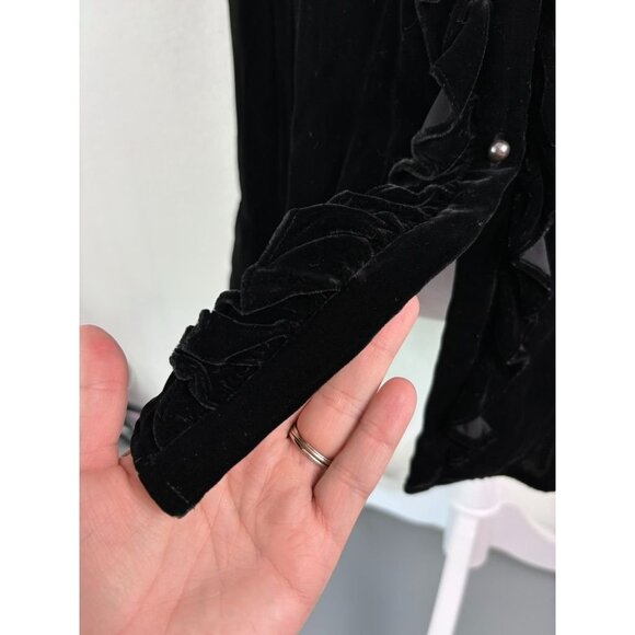Lauren‎ Ralph Lauren women's medium black velvet long sleeve button down tunic - Picture 3 of 7